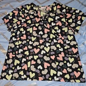 Heart Pattern Scrub Top Xl Nursing Top
